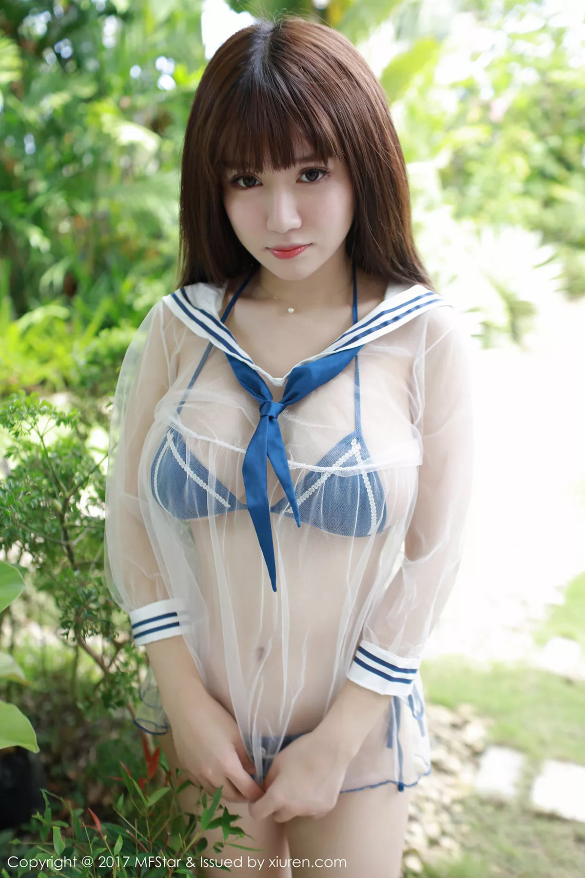 秀人集.com_[MFStar模范学院]Vol.105_嫩模K8傲娇萌萌薄荷岛旅拍性感肚兜加丁字裤诱惑写真45P