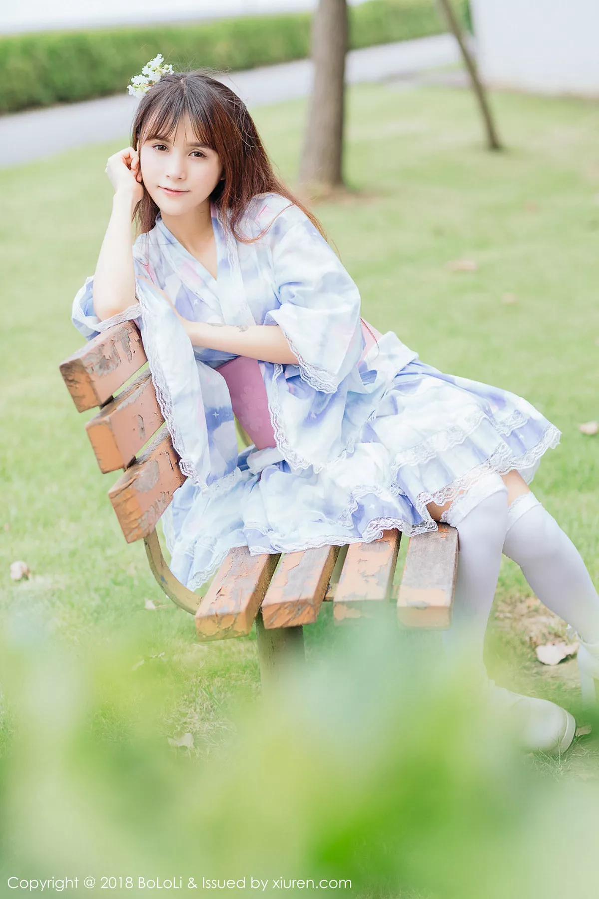 秀人集.com_[Tukmo兔几盟]Vol.118_嫩模夏美酱户外日系百花裙配白丝袜清新迷人写真61P