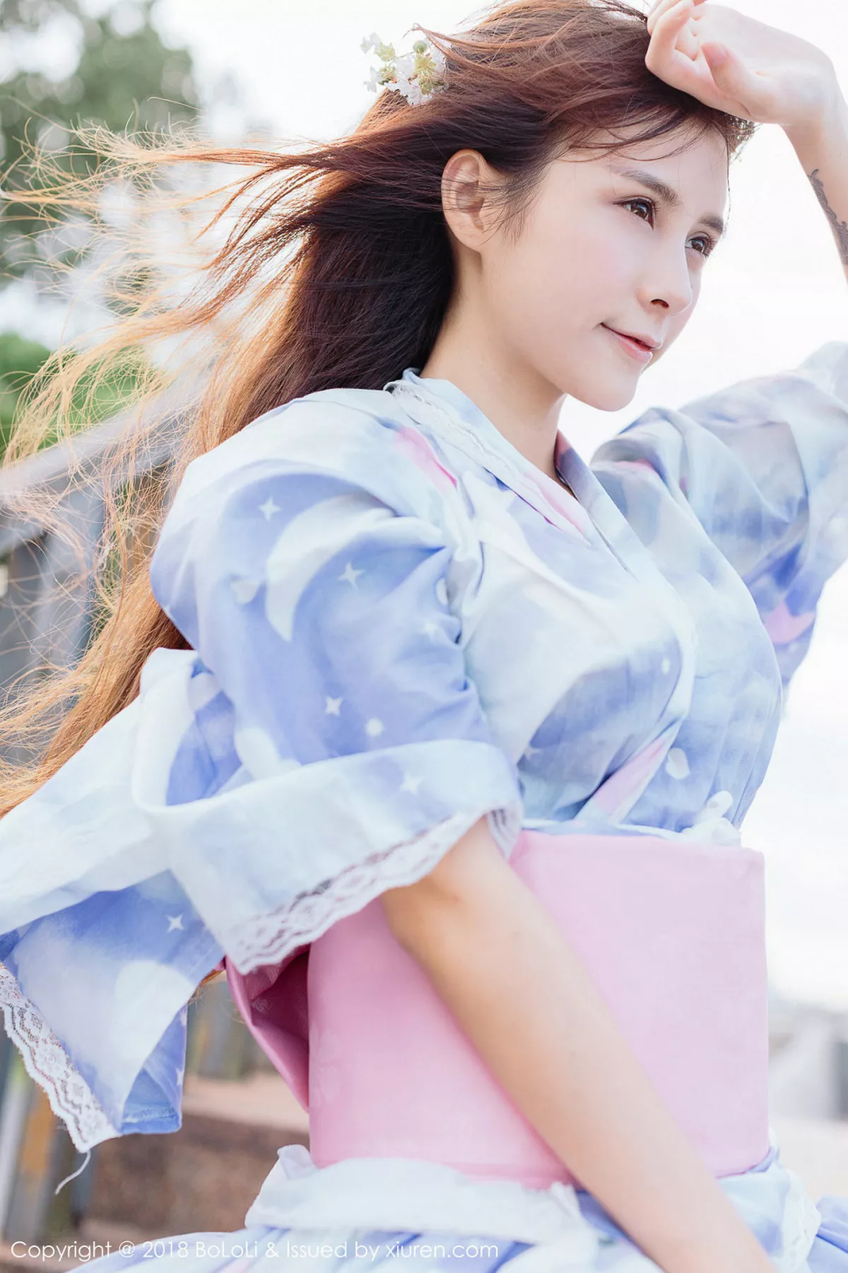 秀人集.com_[Tukmo兔几盟]Vol.118_嫩模夏美酱户外日系百花裙配白丝袜清新迷人写真61P