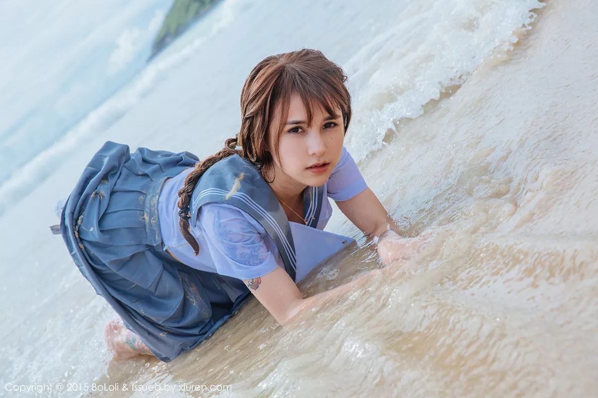 秀人集.com_[BoLoli波萝社]Vol.077_嫩模夏美酱普吉岛旅拍海边学生制服湿身诱惑写真46P