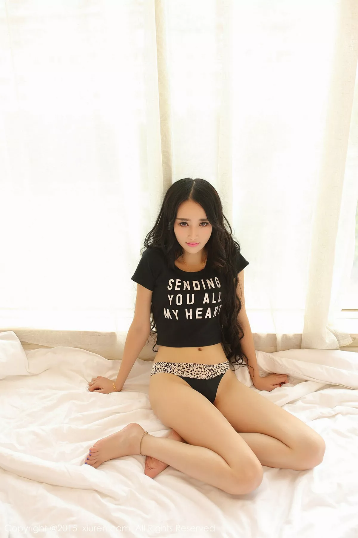 秀人集.com_[XiuRen秀人网]No.402_靓丽嫩模Nicole黑色情趣睡裙蕾丝内裤性感翘臀写真60P