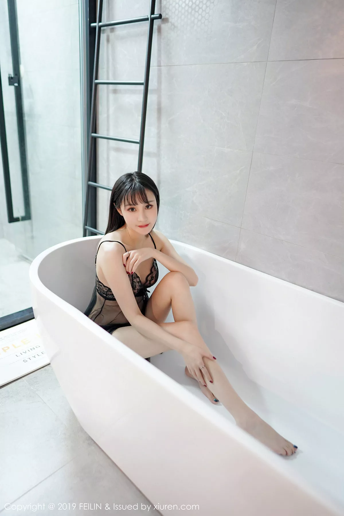 秀人集.com_[FeiLin嗲囡囡]Vol.205_嫩模Celina青妍私房薄纱透视内衣+真空白衬衣秀豪乳诱惑写真48P