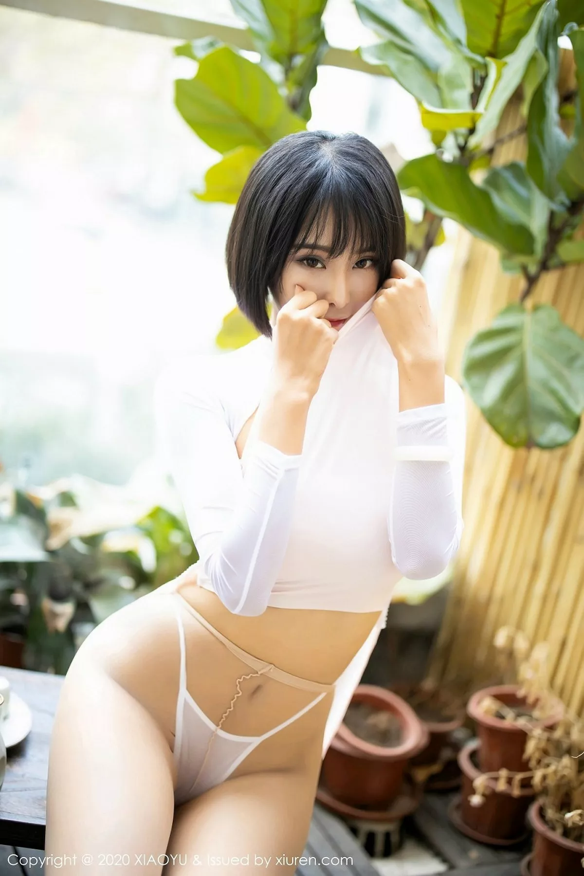 秀人集.com_[XiaoYu画语界]Vol.269_嫩模蓝夏Akasha私房白色高叉内衣配无内肉丝极致诱惑写真72P