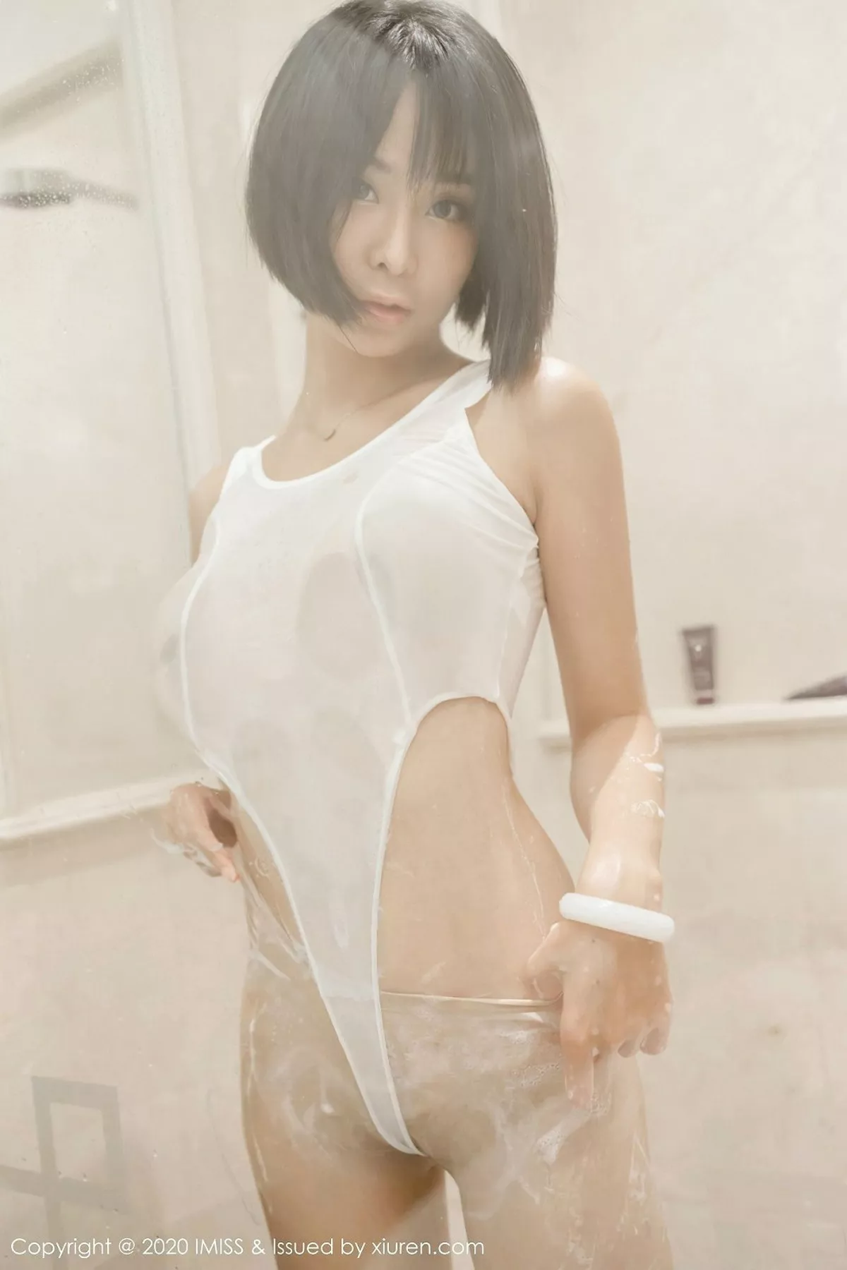 秀人集.com_[IMISS爱蜜社]Vol.451_嫩模蓝夏Akasha私房浴室白色高叉连体衣湿身透视诱惑写真74P