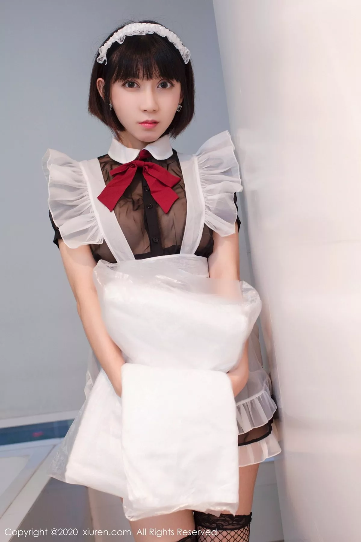 秀人集.com_[XiuRen秀人网]No.2494_大美妞安妮斯朵拉Ann私房黑色女仆装配黑丝渔网极致魅惑写真55P