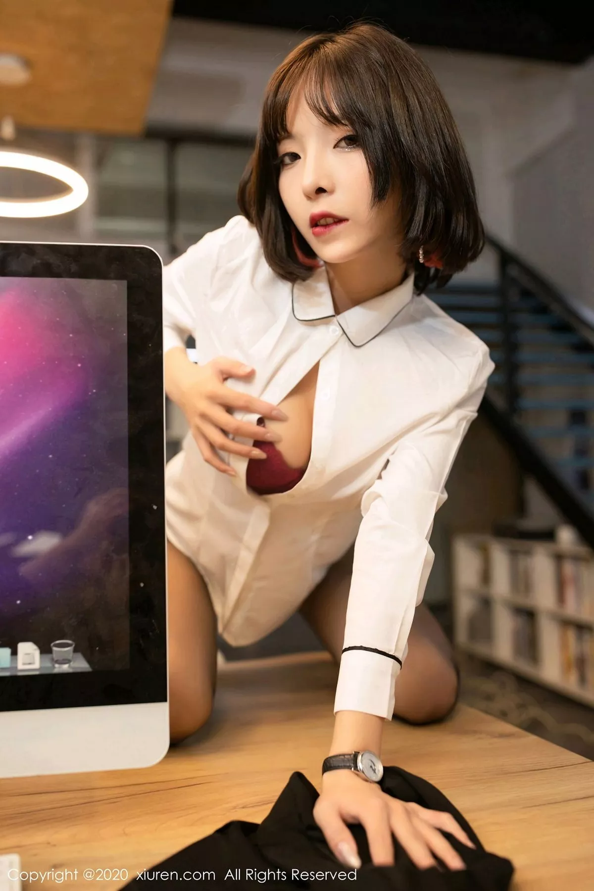 秀人集.com_[XiuRen秀人网]No.2755_嫩模陈小喵办公室邂逅主题超薄黑丝裤袜秀缕空蕾丝内裤诱惑写真90P