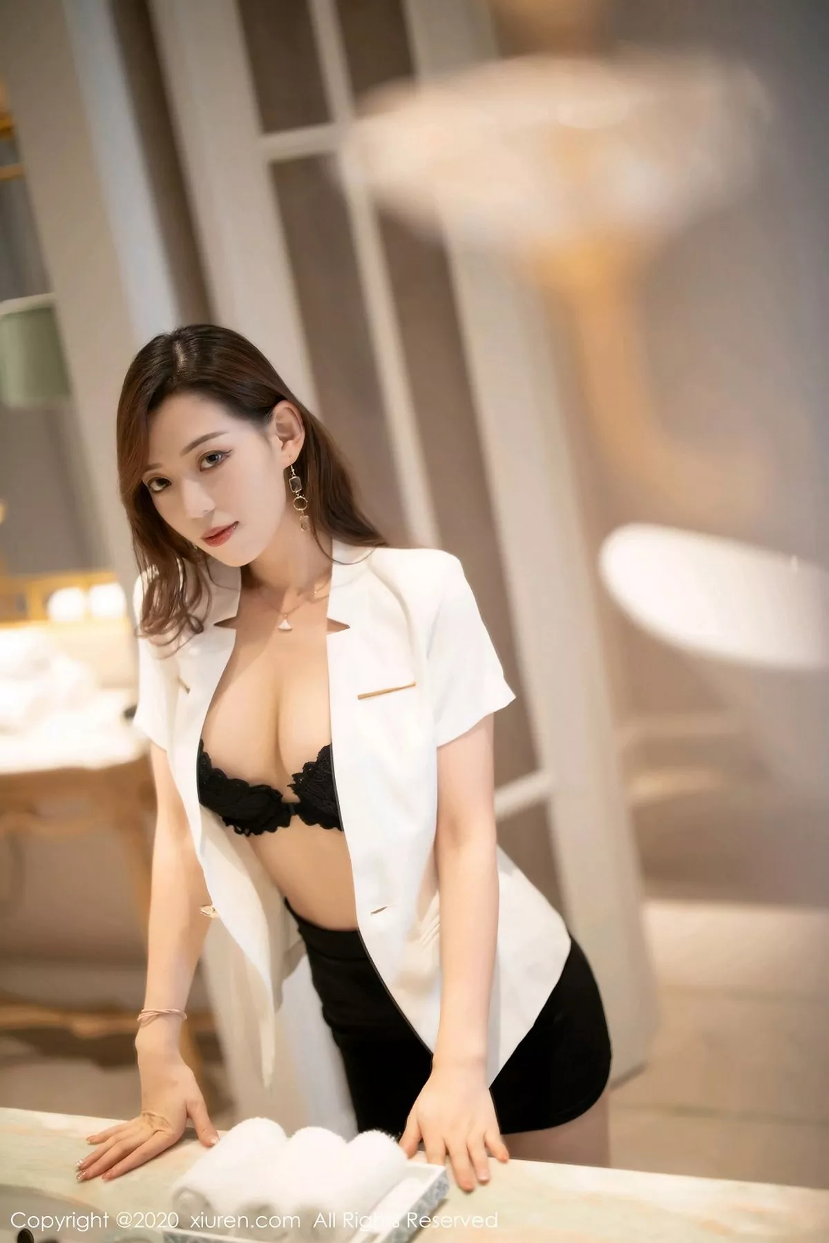 秀人集.com_[XiuRen秀人网]No.2958_嫩模言沫白色职业装主题半脱露性感内衣开档肉丝裤袜诱惑写真76P