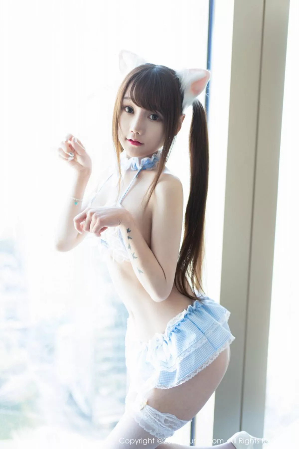 秀人集.com_[XiuRen秀人网]No.3130_嫩模星小兔私房猫耳制服情趣女仆装配白色蕾丝吊袜极致诱惑写真40P