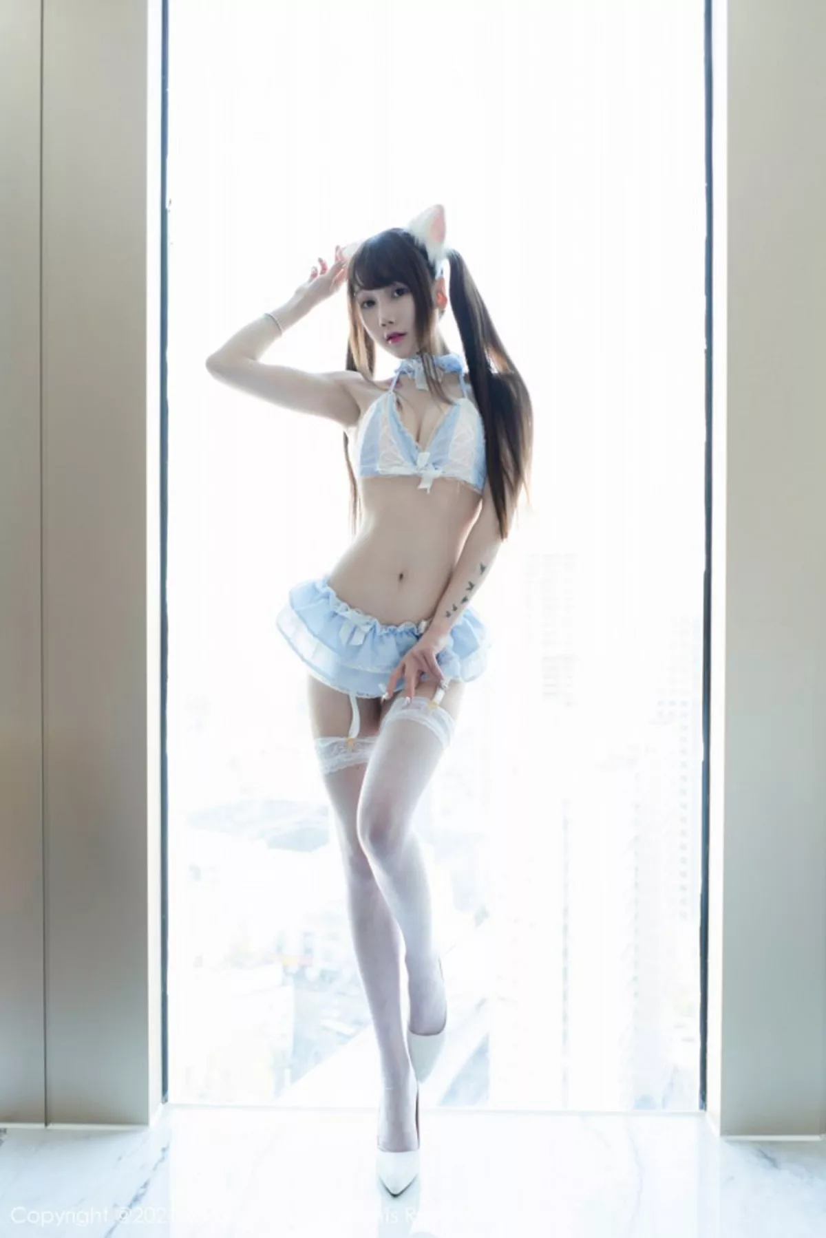 秀人集.com_[XiuRen秀人网]No.3130_嫩模星小兔私房猫耳制服情趣女仆装配白色蕾丝吊袜极致诱惑写真40P