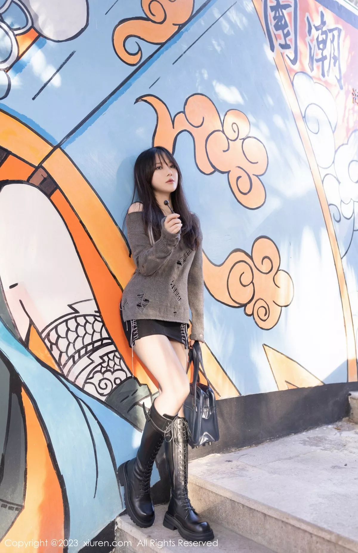 秀人集.com_[XiuRen秀人网]No.6436_模特鱼子酱Fish考试危机主题性感灰上衣配黑短裙迷人诱惑写真82P