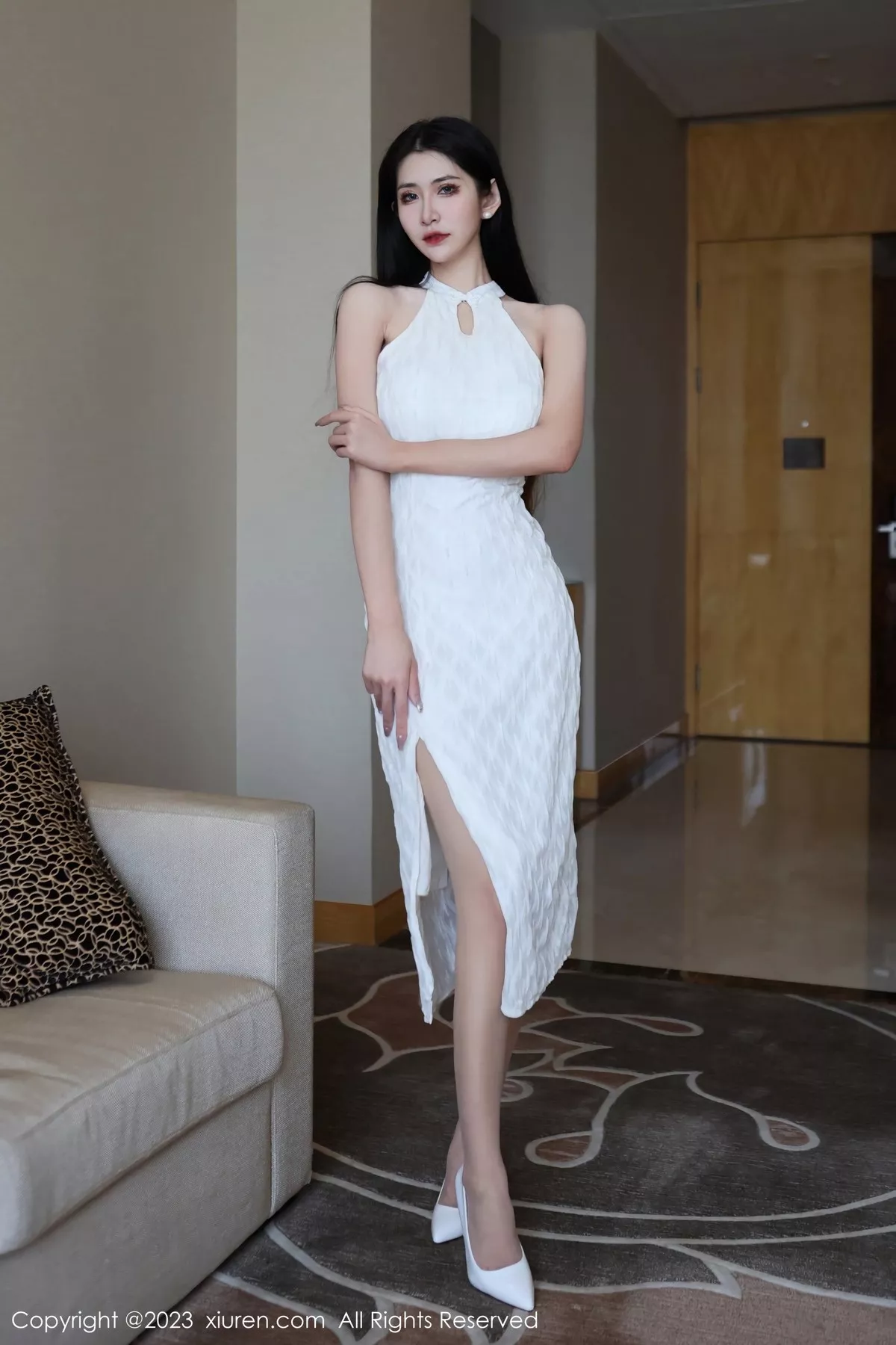 秀人集.com_[XiuRen秀人网]No.6438_模特依娜Yina脱连衣长裙裤露性感白色内衣配开档肉丝诱惑写真90P