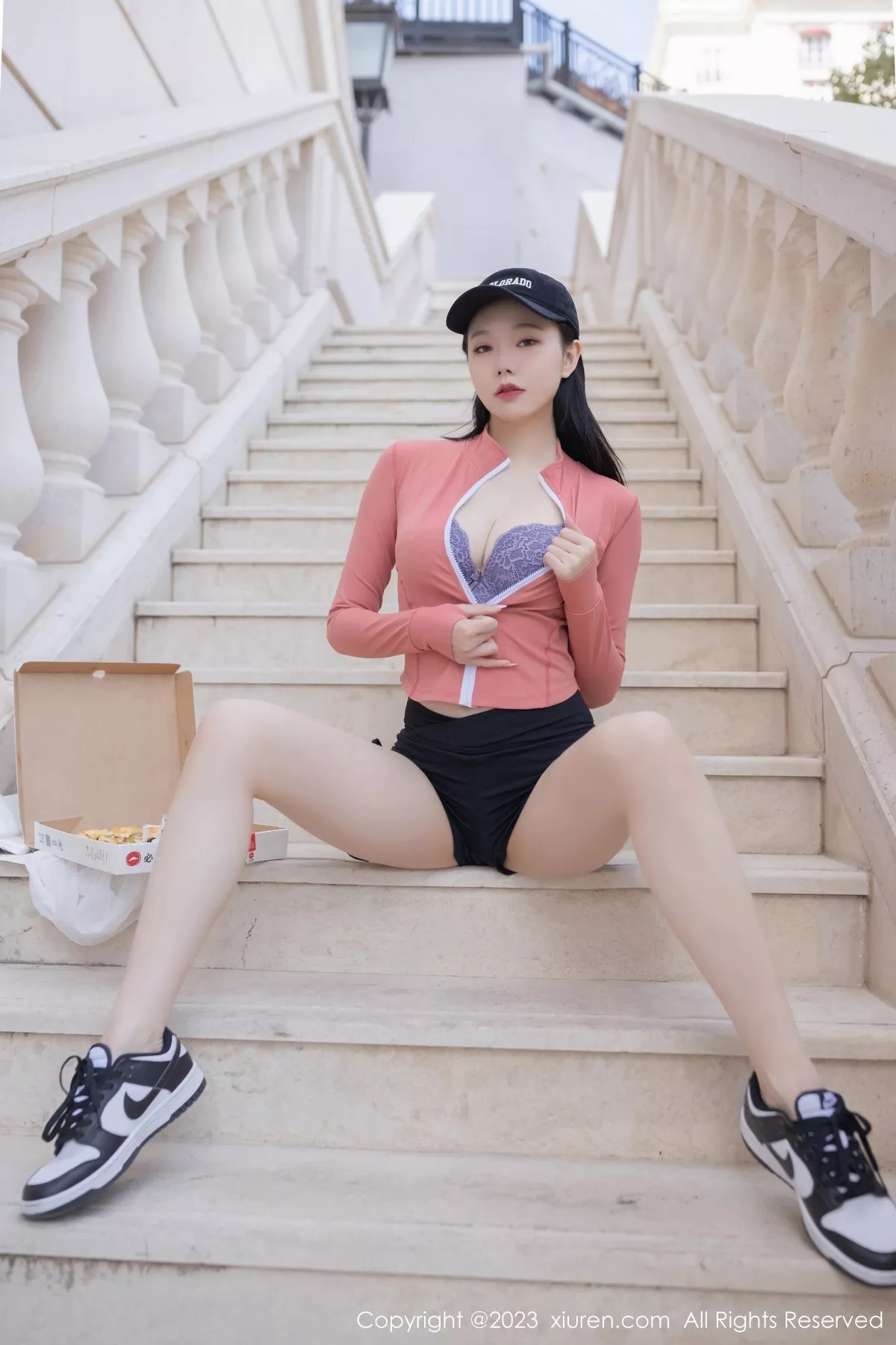 秀人集.com_[XiuRen秀人网]No.6487_模特安然anran粉色运动上衣配黑短裙半脱露蕾丝内衣诱惑写真82P