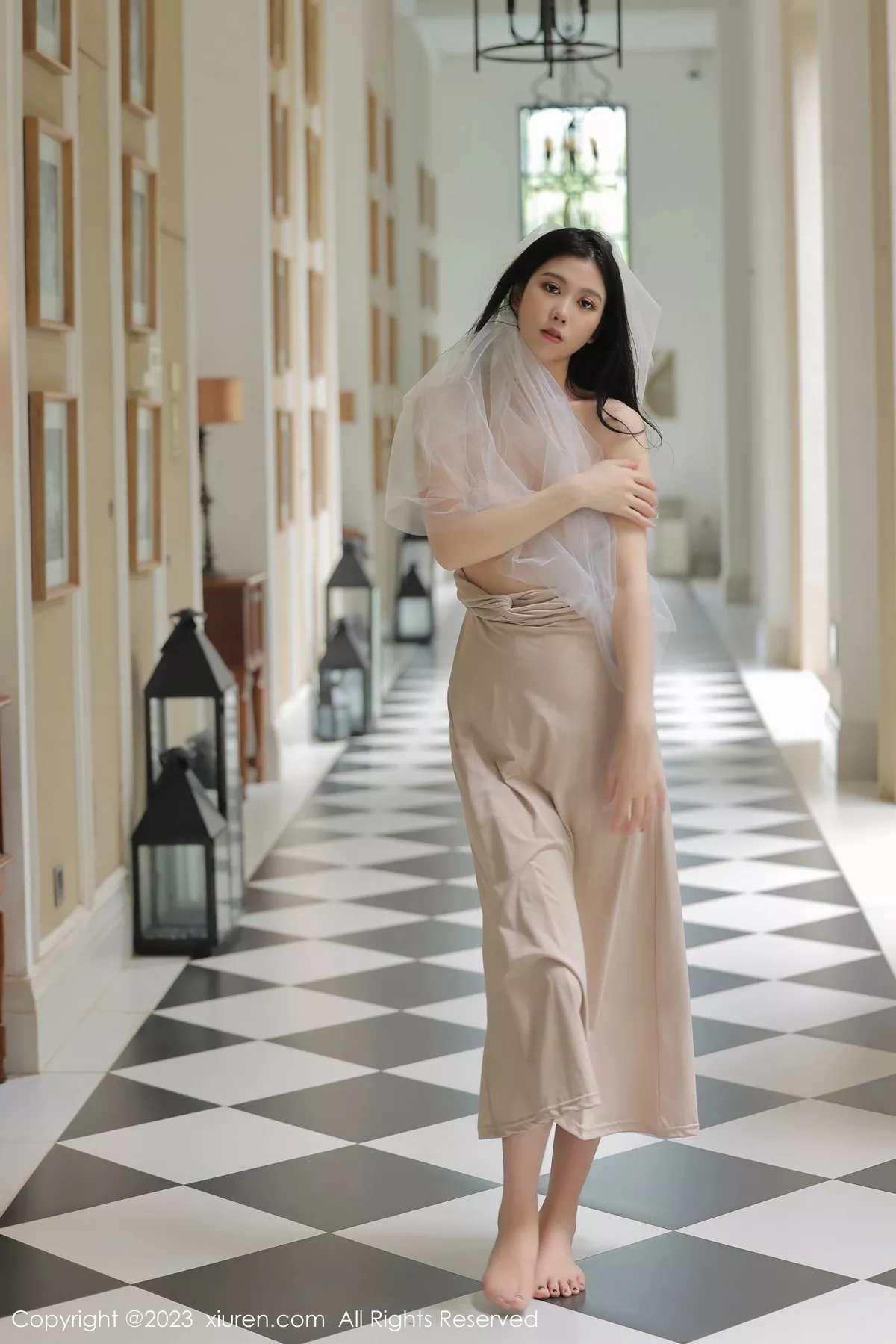 秀人集.com_[XiuRen秀人网]No.6513_模特李雅柔182CM性感杏色吊带长裙露蕾丝内裤秀美腿诱惑写真55P