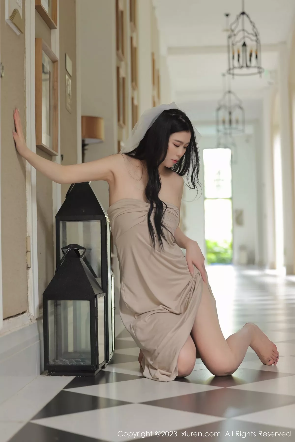 秀人集.com_[XiuRen秀人网]No.6513_模特李雅柔182CM性感杏色吊带长裙露蕾丝内裤秀美腿诱惑写真55P