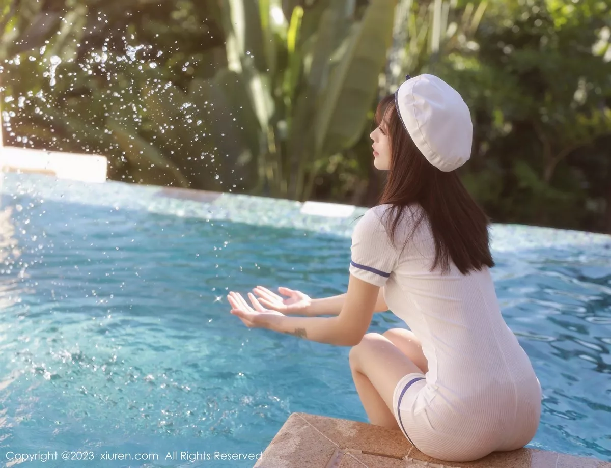 秀人集.com_[XiuRen秀人网]No.6686_模特佘贝拉bella泳池性感白色海军服半脱秀完美身材诱惑写真67P