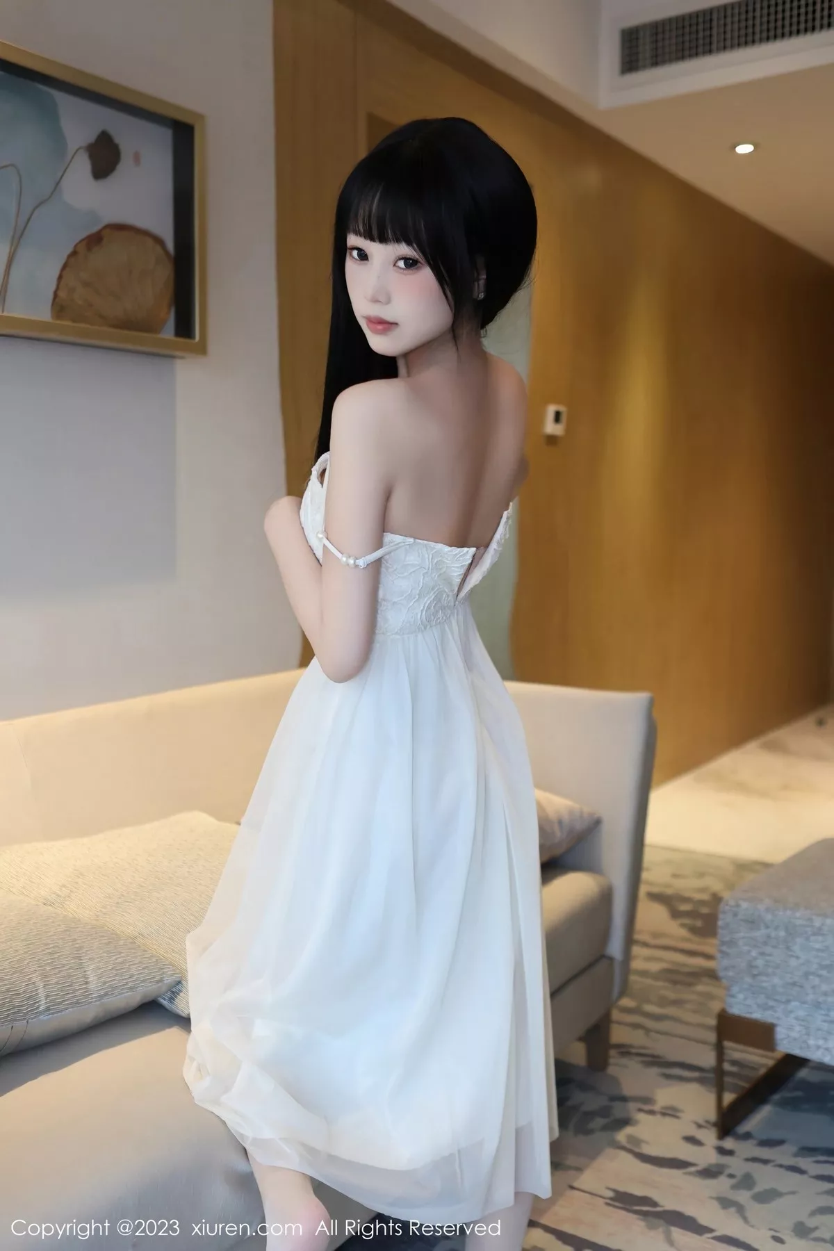 秀人集.com_[XiuRen秀人网]No.6828_模特早川京子脱白色吊带连衣裙露粉色内衣配超薄肉丝诱惑写真79P