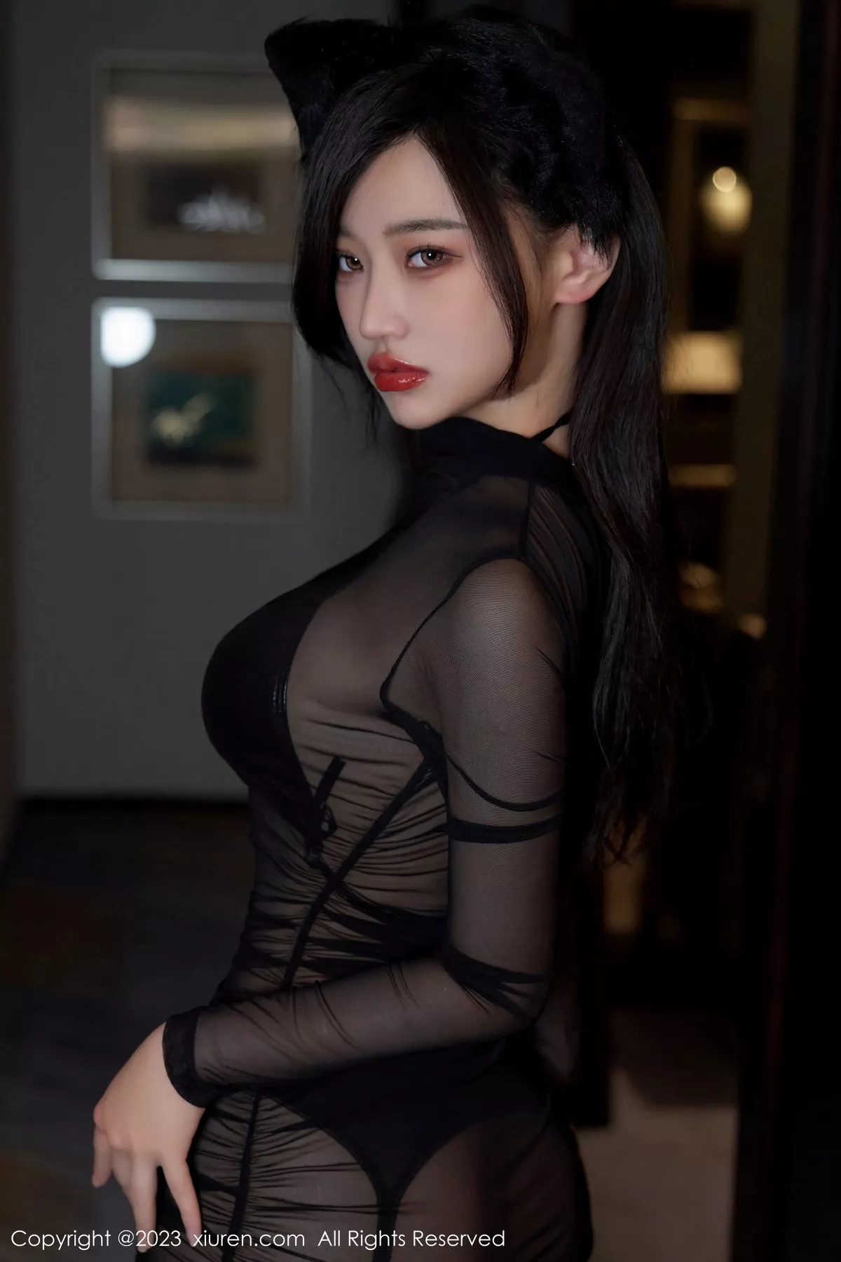 秀人集.com_[XiuRen秀人网]No.6826_模特妙可可Cheese黑色薄纱轻透连衣裙露蕾丝内衣完美诱惑写真90P