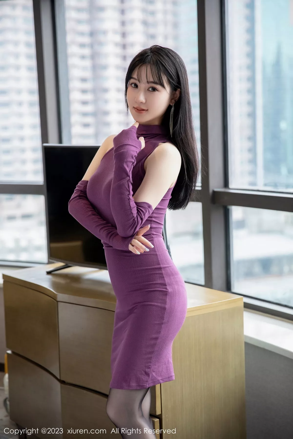秀人集.com_[XiuRen秀人网]No.7205_模特柚琪Rich性感紫色连衣短裙配超薄黑丝秀曼妙身姿诱惑写真88P