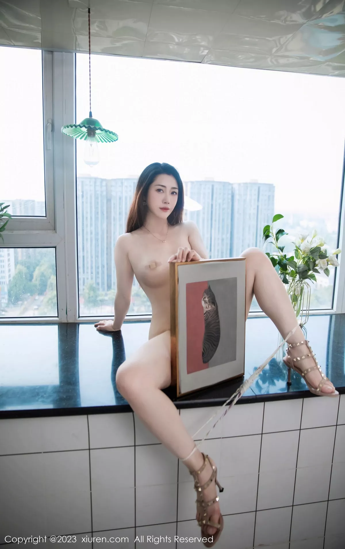 秀人集.com_[XiuRen秀人网]No.7216_模特严利娅Yuliya户外性感杏色低胸连衣长裙秀完美身材诱惑写真89P