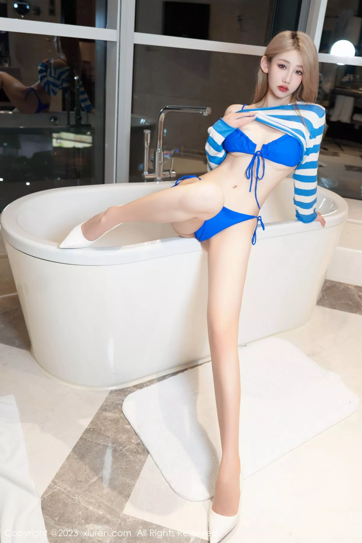 秀人集.com_[XiuRen秀人网]No.7420_模特沈青黛私房浴室性感蓝色比基尼服秀曼妙身姿迷人诱惑写真75P