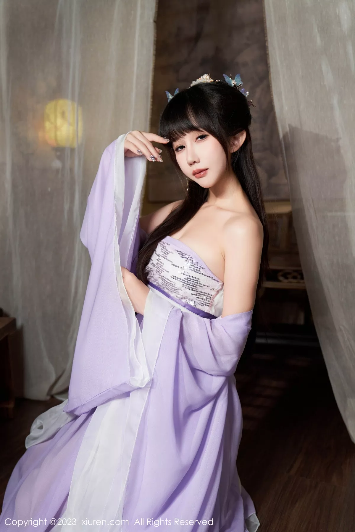 秀人集.com_[XiuRen秀人网]No.7442_模特波巧酱性感紫色薄纱情趣服配超薄肉丝秀完美身材诱惑写真85P