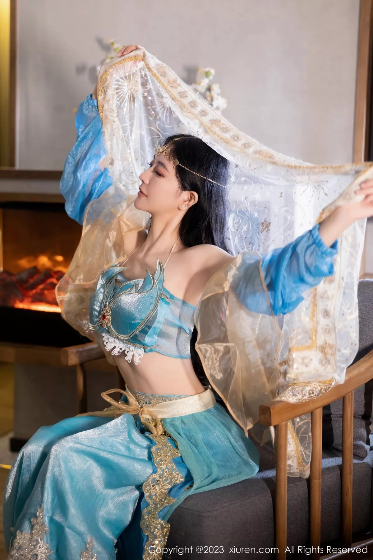 秀人集.com_[XiuRen秀人网]No.7469_模特幼幼性感蓝色西域舞娘短裙露黑色内裤秀白嫩美腿诱惑写真82P