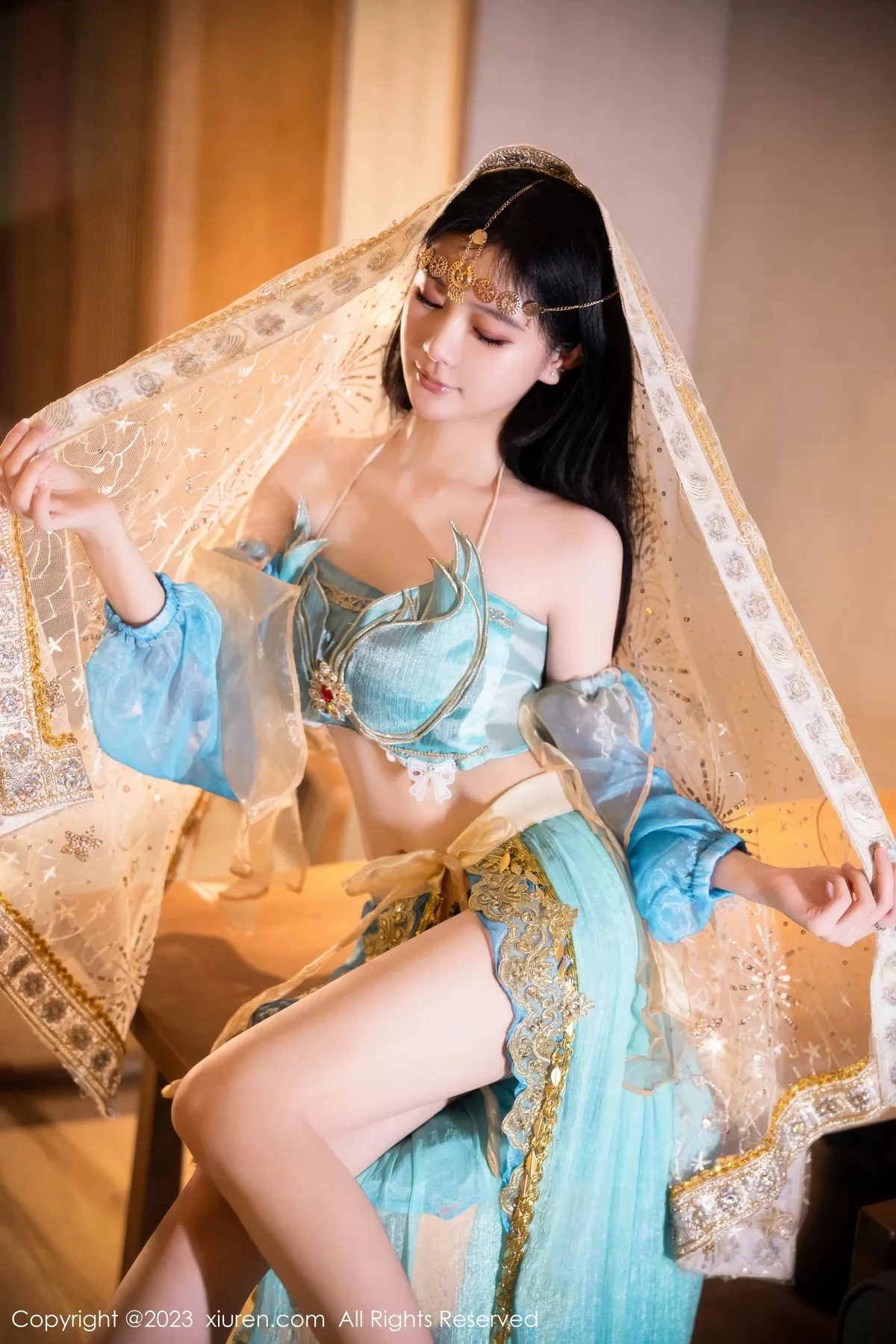 秀人集.com_[XiuRen秀人网]No.7469_模特幼幼性感蓝色西域舞娘短裙露黑色内裤秀白嫩美腿诱惑写真82P