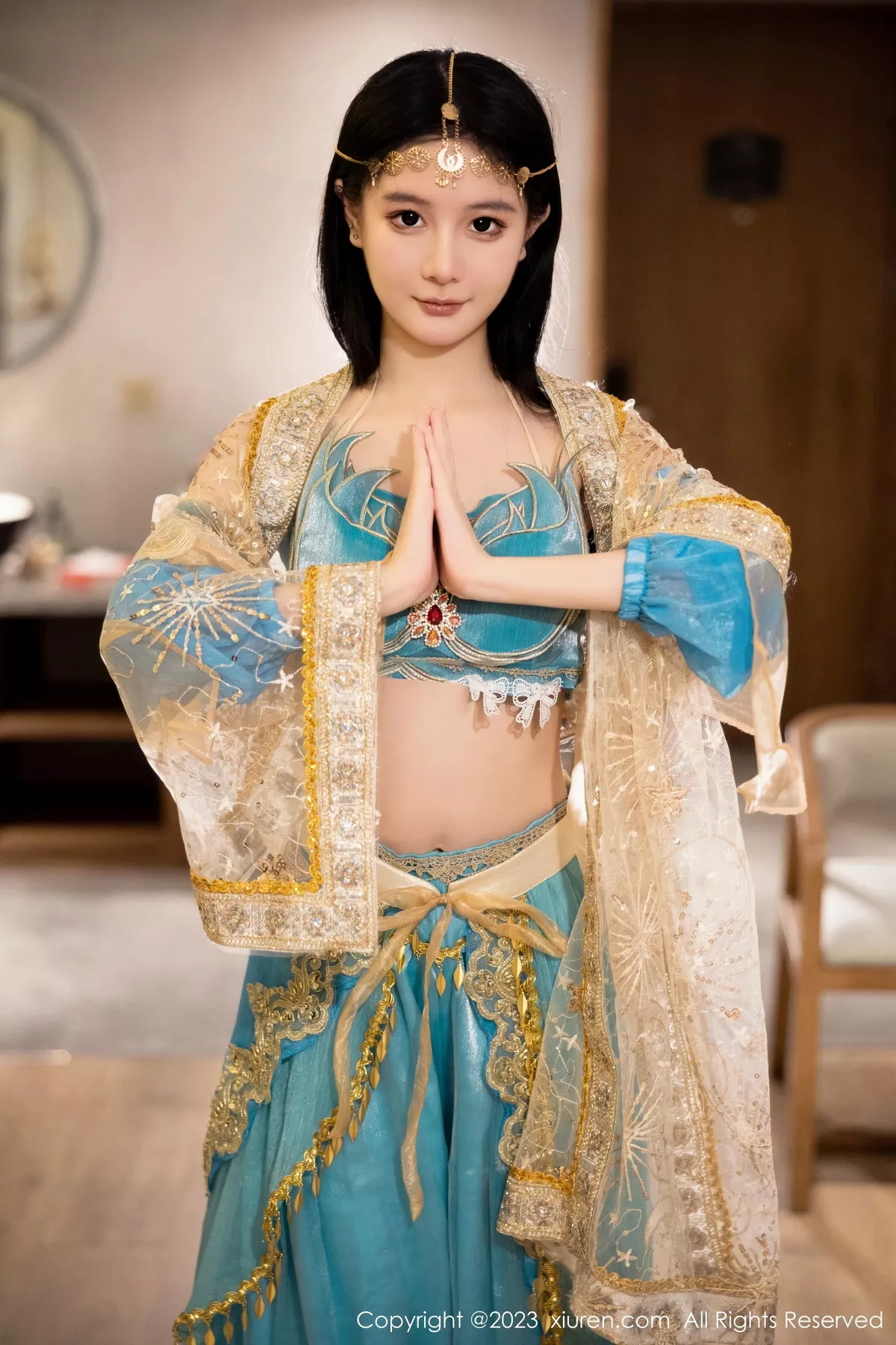 秀人集.com_[XiuRen秀人网]No.7469_模特幼幼性感蓝色西域舞娘短裙露黑色内裤秀白嫩美腿诱惑写真82P