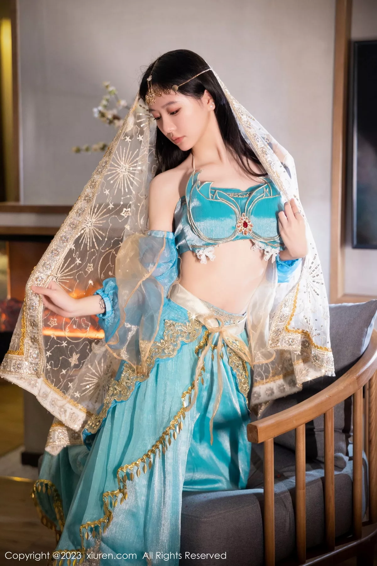 秀人集.com_[XiuRen秀人网]No.7469_模特幼幼性感蓝色西域舞娘短裙露黑色内裤秀白嫩美腿诱惑写真82P