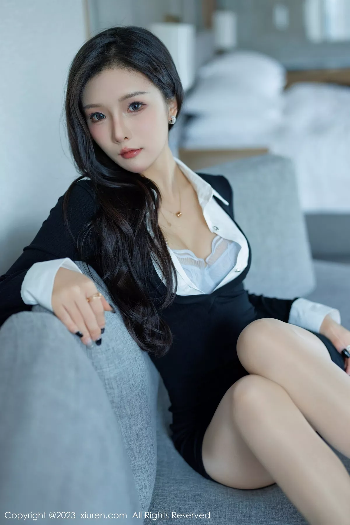 秀人集.com_[XiuRen秀人网]No.7471_模特七七kiko黑色连衣短裙露淡蓝色内衣配超薄肉丝惹火诱惑写真63P