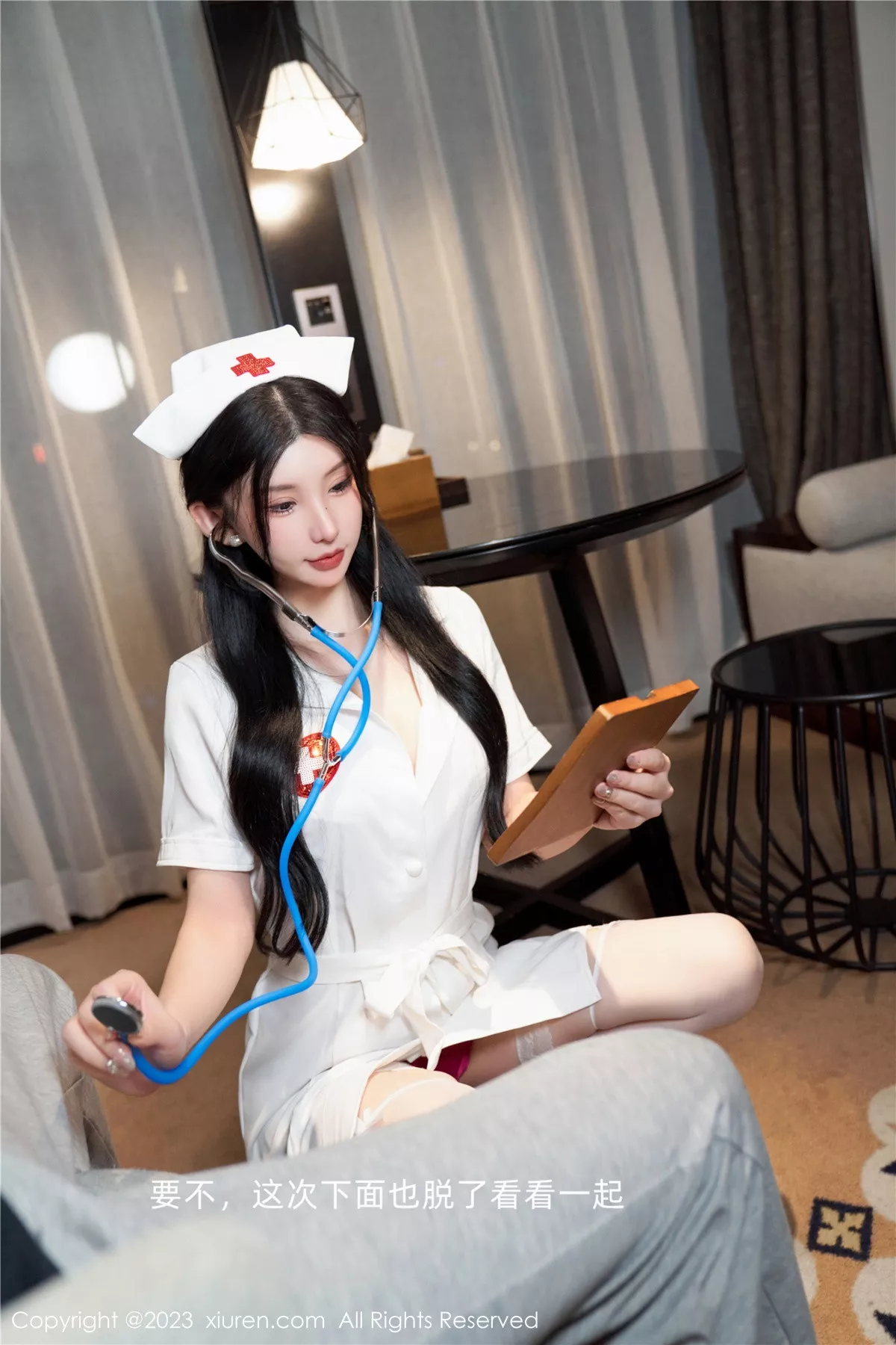 秀人集.com_[XiuRen秀人网]No.7755_女神周于希Sally私人护士主题性感红色蕾丝内衣配白丝袜诱惑写真94P