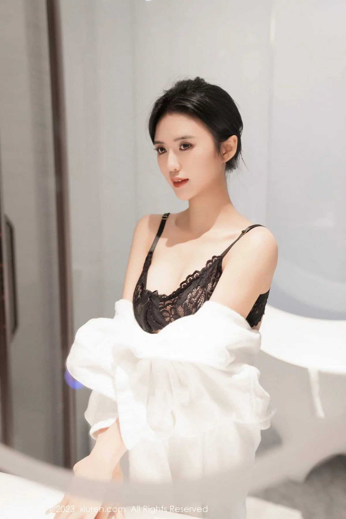 秀人集.com_[XiuRen秀人网]No.7808_模特浅浅Danny浴室场景性感黑色蕾丝内衣配黑丝吊袜诱惑写真85P