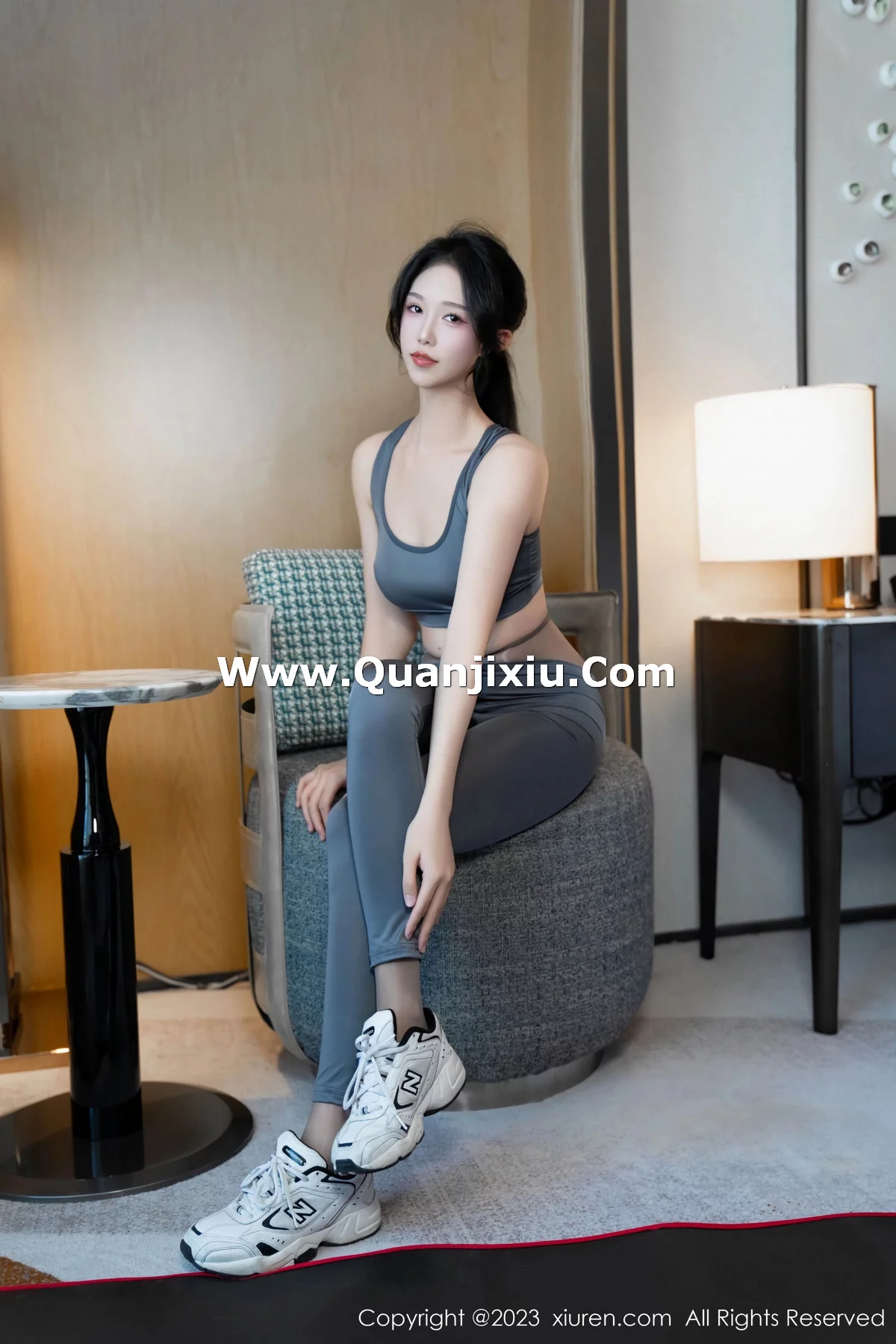 秀人集.com_[XiuRen秀人网]No.7882_模特利世性感灰色瑜伽服饰配超薄无内灰丝秀曼妙身姿诱惑写真80P