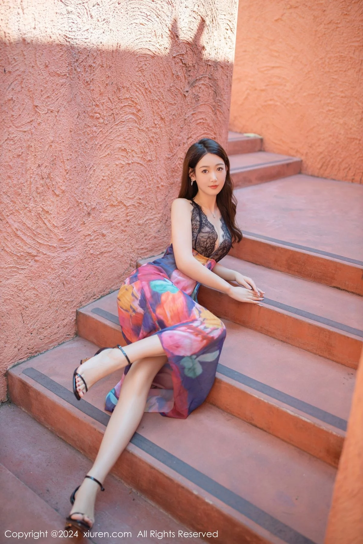 秀人集.com_[XiuRen秀人网]No.7964_模特唐安琪性感拼色连衣长裙露黑色蕾丝内衣秀曼妙身姿诱惑写真80P