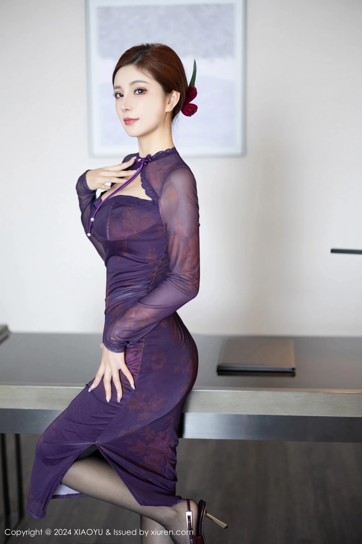 秀人集.com_[XiaoYu画语界]Vol.1211_模特小蛮妖Yummy性感紫色长裙+黑色情趣连体衣撩人诱惑写真83P