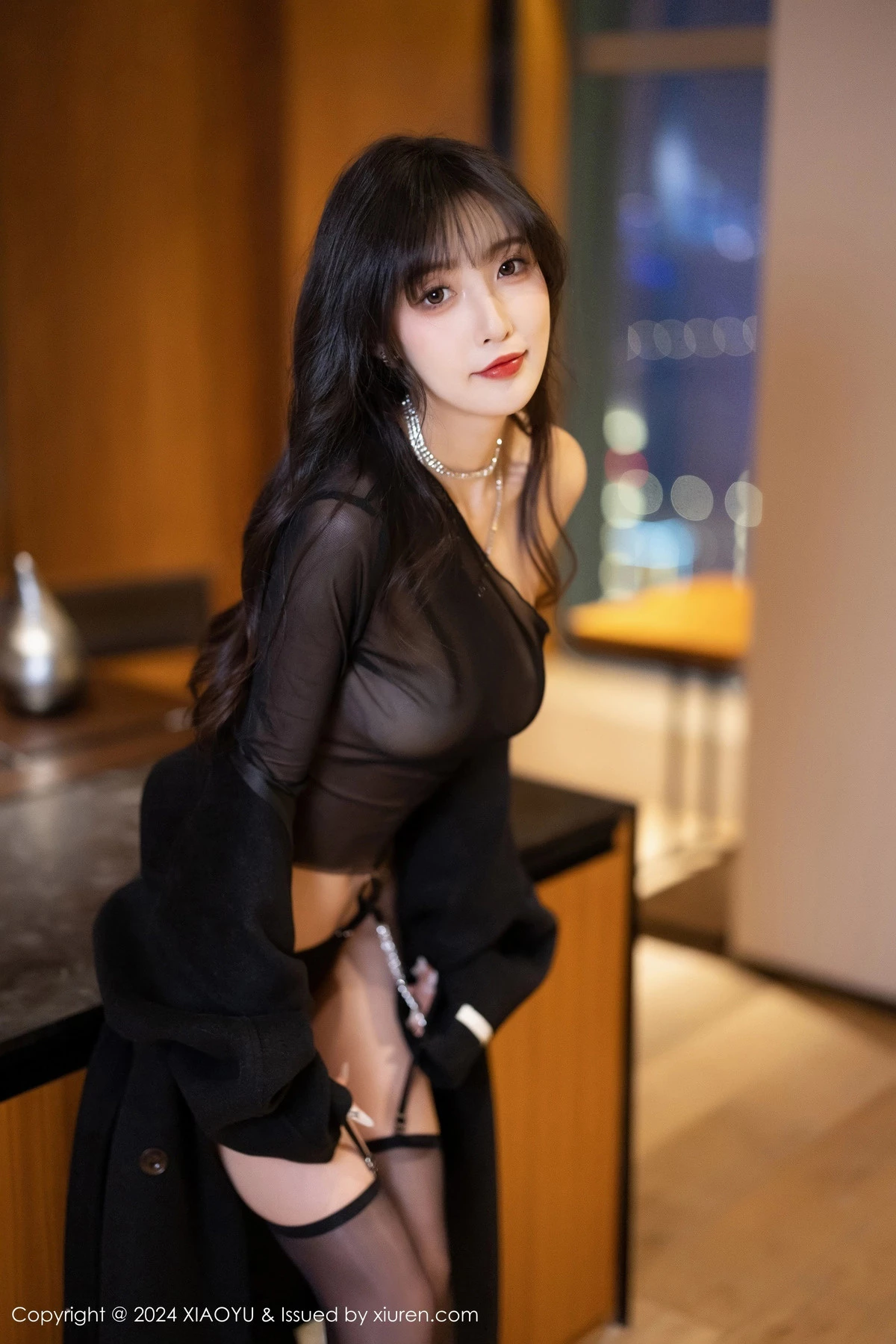 秀人集.com_[XiaoYu画语界]Vol.1215_模特林星阑性感黑色轻透内衣配黑丝吊袜秀曼妙身姿迷人诱惑写真93P