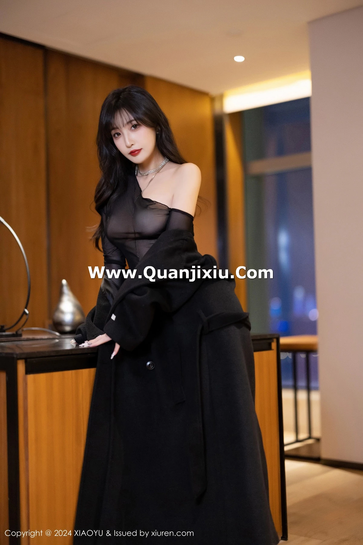 秀人集.com_[XiaoYu画语界]Vol.1215_模特林星阑性感黑色轻透内衣配黑丝吊袜秀曼妙身姿迷人诱惑写真93P