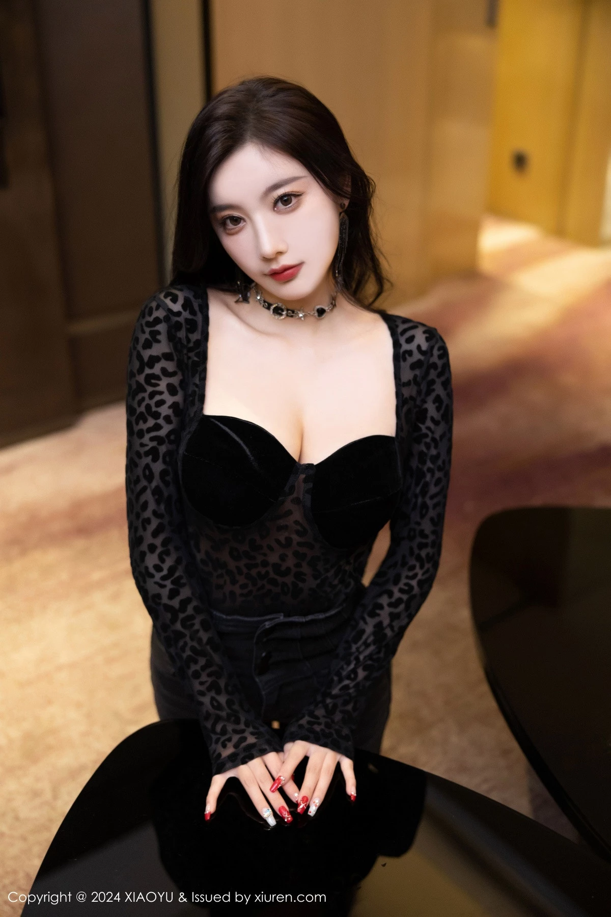 秀人集.com_[XiaoYu画语界]Vol.1216_女神杨晨晨Yome黑色豹纹配牛仔裤露性感黑色内衣完美诱惑写真88P