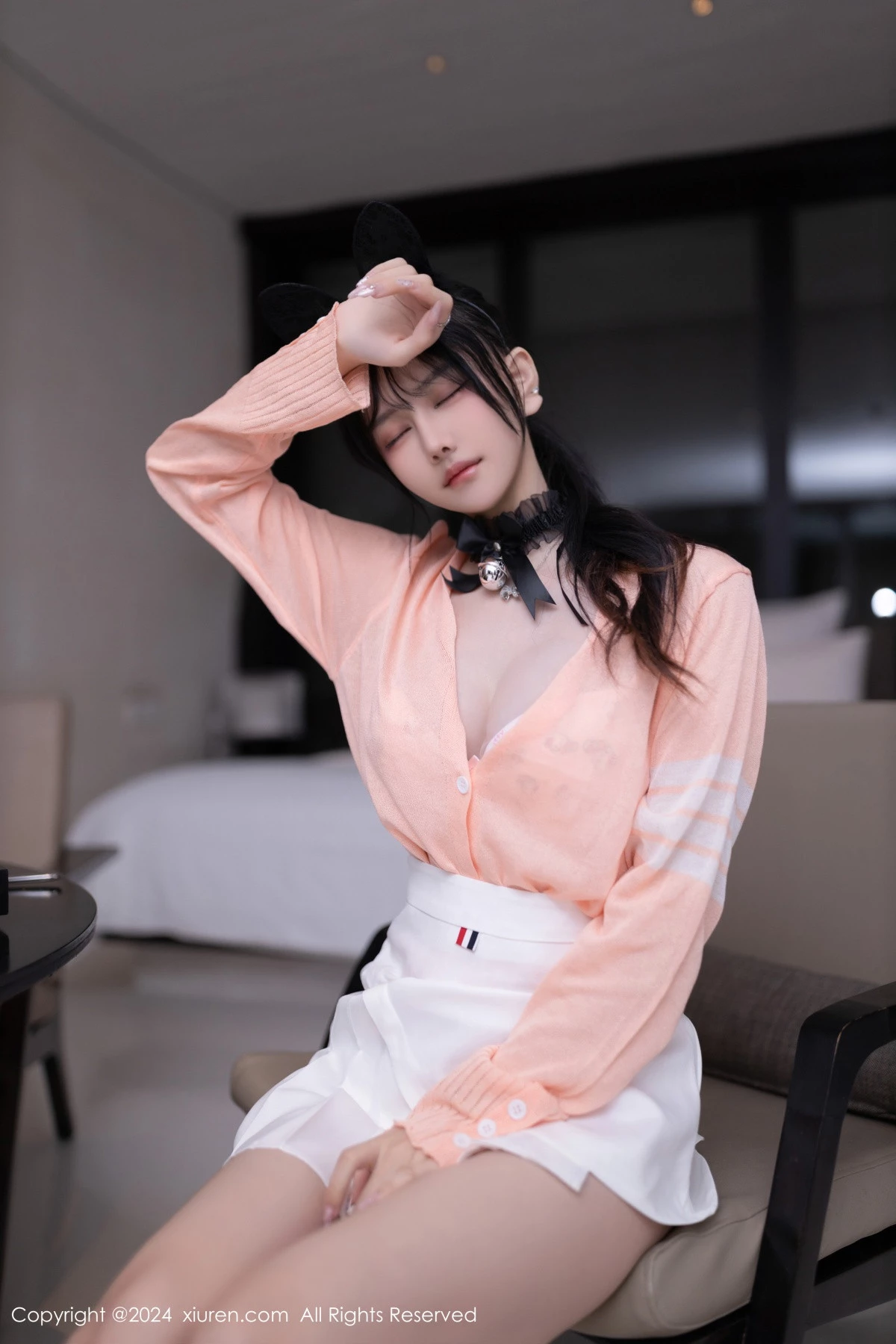 秀人集.com_[XiuRen秀人网]No.8138_模特幼幼粉色上衣配白短裙露性感浅花色内衣秀曼妙身姿诱惑写真80P