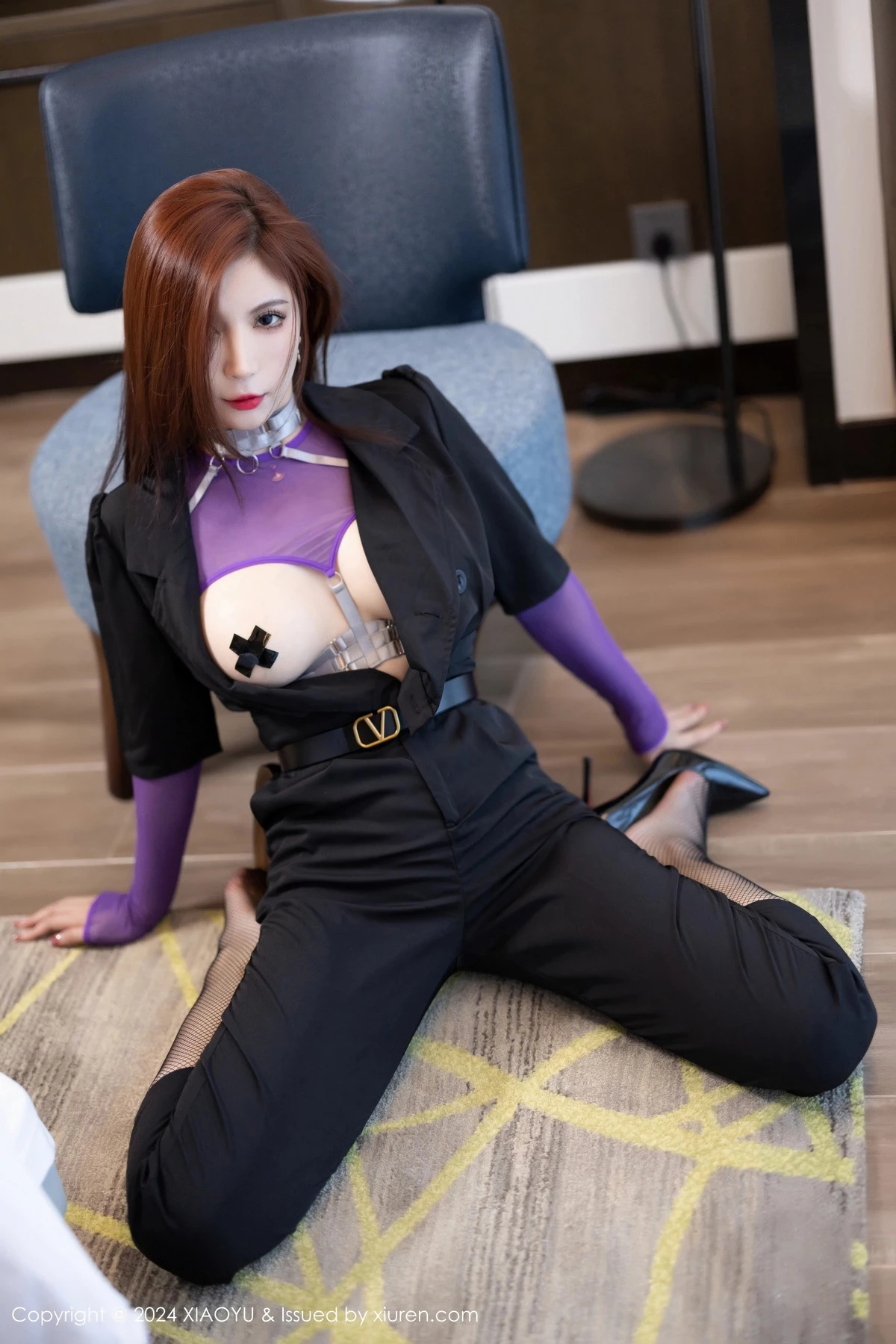 秀人集.com_[XiaoYu画语界]Vol.1225_模特小蛮妖Yummy性感紫色情趣内衣配黑丝袜秀惹火身材诱惑写真81P