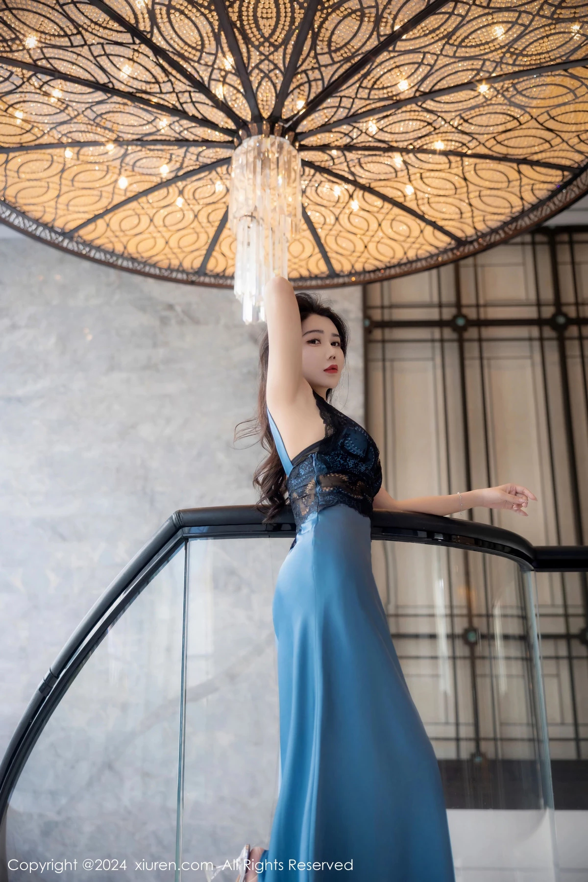 秀人集.com_[XiuRen秀人网]No.8466_模特李若汐性感蓝黑色长裙露黑色情趣内衣秀完美身材诱惑写真81P