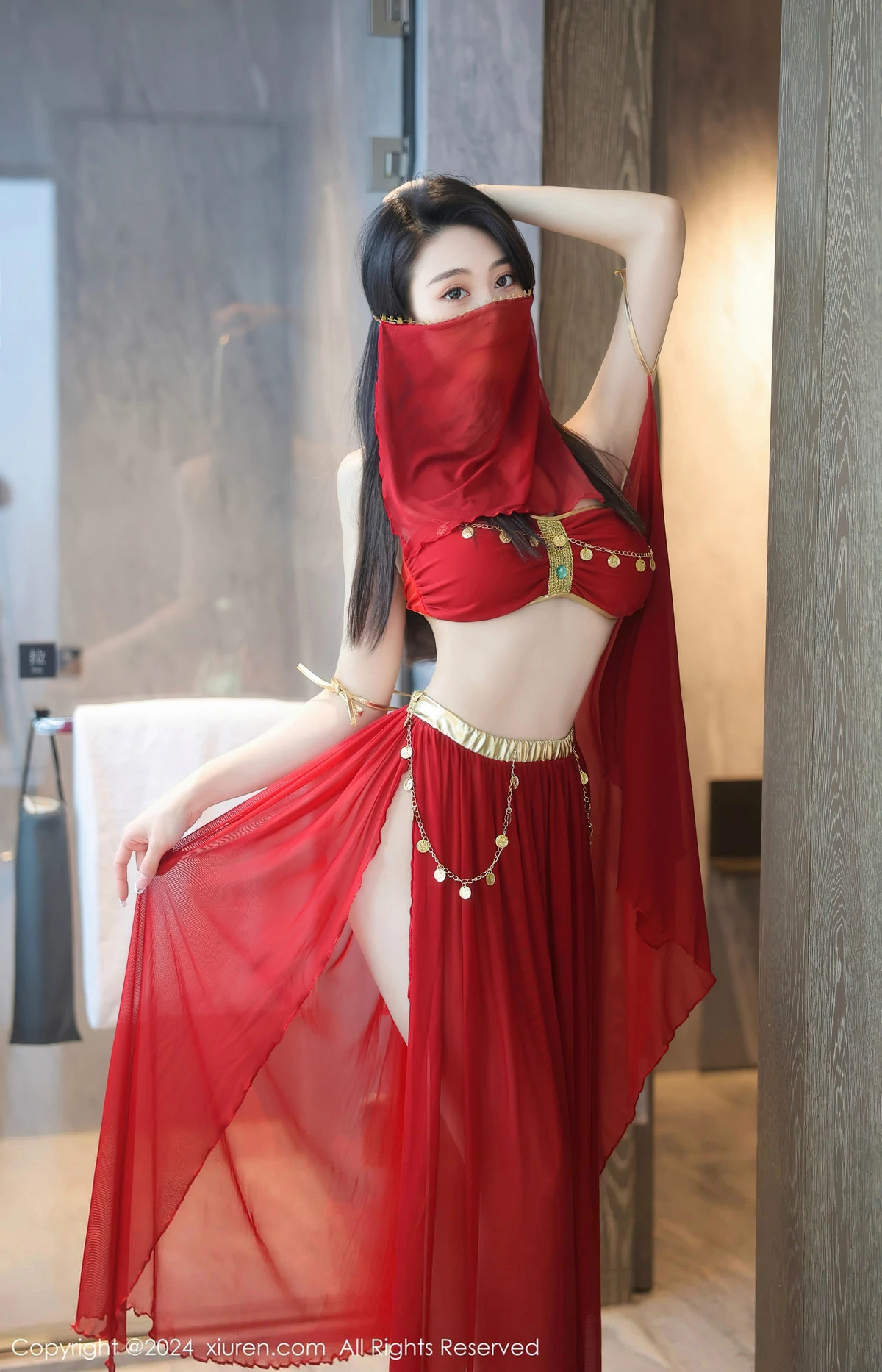 秀人集.com_[XiuRen秀人网]No.8420_模特清妙异域舞娘装扮性感红色舞裙秀曼妙身姿修长美腿迷人写真93P