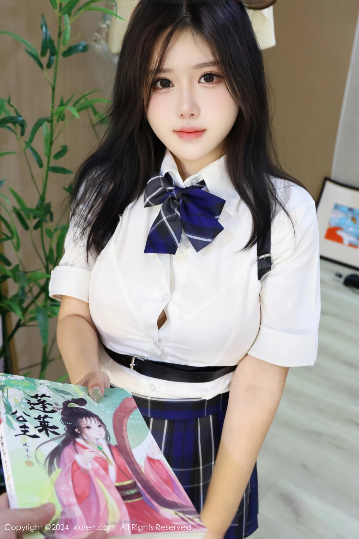 秀人集.com_[XiuRen秀人网]No.8637_模特小薯条nienie图书馆场景JK制服配黑丝袜秀完美身材诱惑写真80P