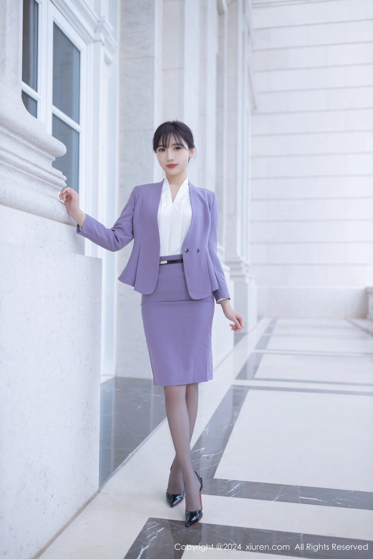 秀人集.com_[XiuRen秀人网]No.8700_模特陆萱萱性感白T配紫短裙露白色内衣配超薄黑丝极致魅惑写真81P