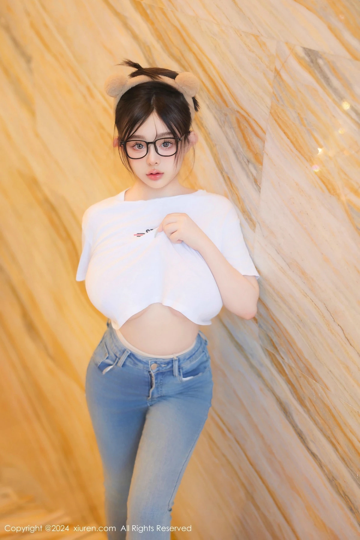 秀人集.com_[XiuRen秀人网]No.8809_模特娜娜子yy性感白T配牛仔裤露超薄肉丝秀丰满身材惹火诱惑写真80P