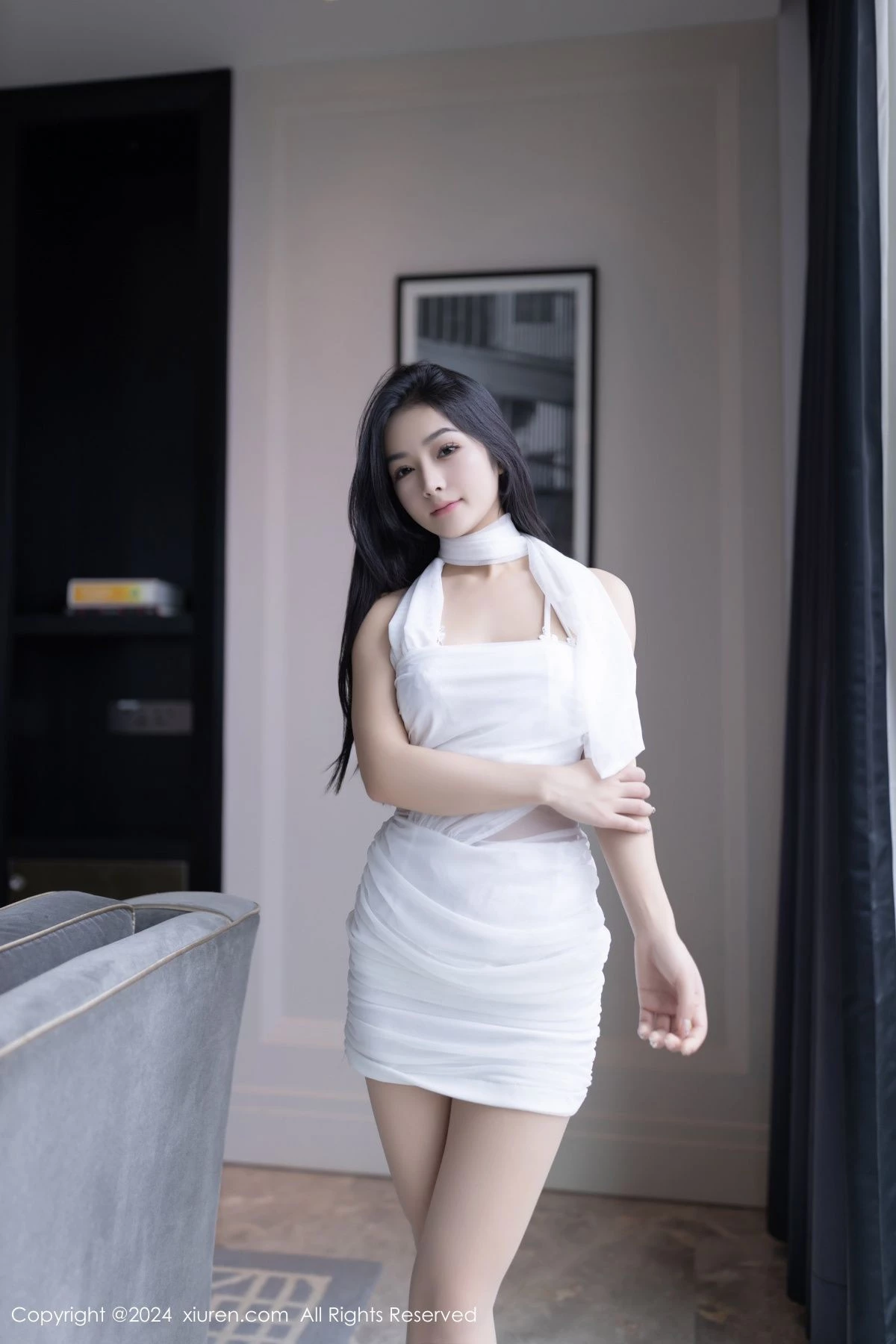 秀人集.com_[XiuRen秀人网]No.8875_模特谭小灵性感白色连衣短裙配超薄肉丝秀丰腴身材惹火诱惑写真79P