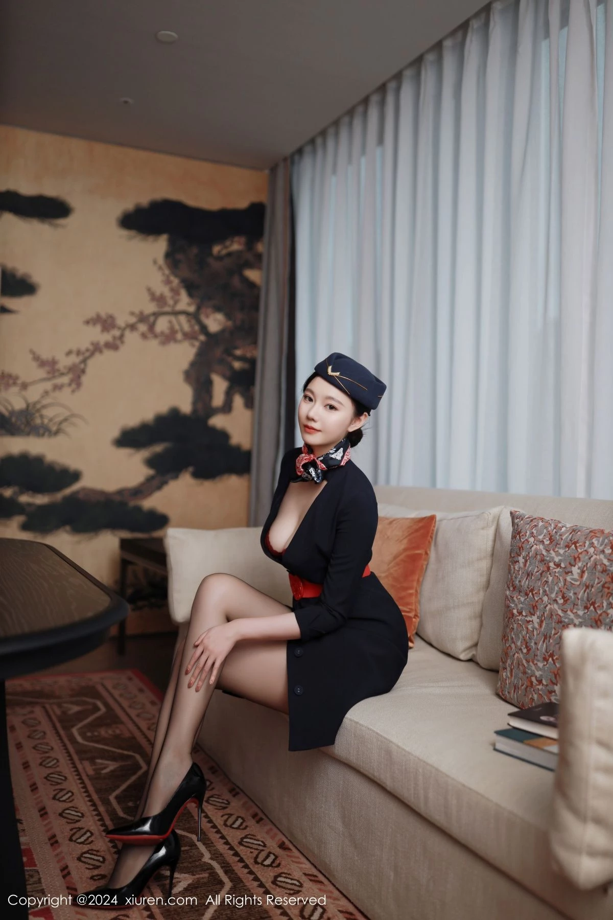 秀人集.com_[XiuRen秀人网]No.8942_模特安然anran性感空姐制服露红色内衣配超薄黑丝撩人诱惑写真79P