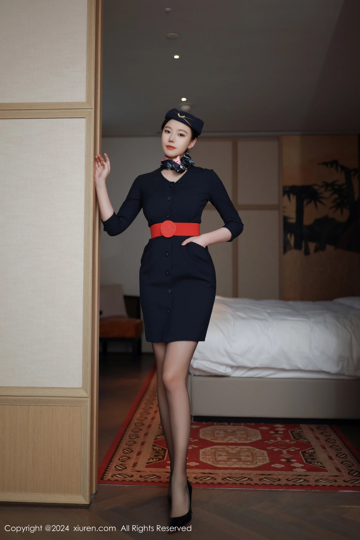 秀人集.com_[XiuRen秀人网]No.8942_模特安然anran性感空姐制服露红色内衣配超薄黑丝撩人诱惑写真79P