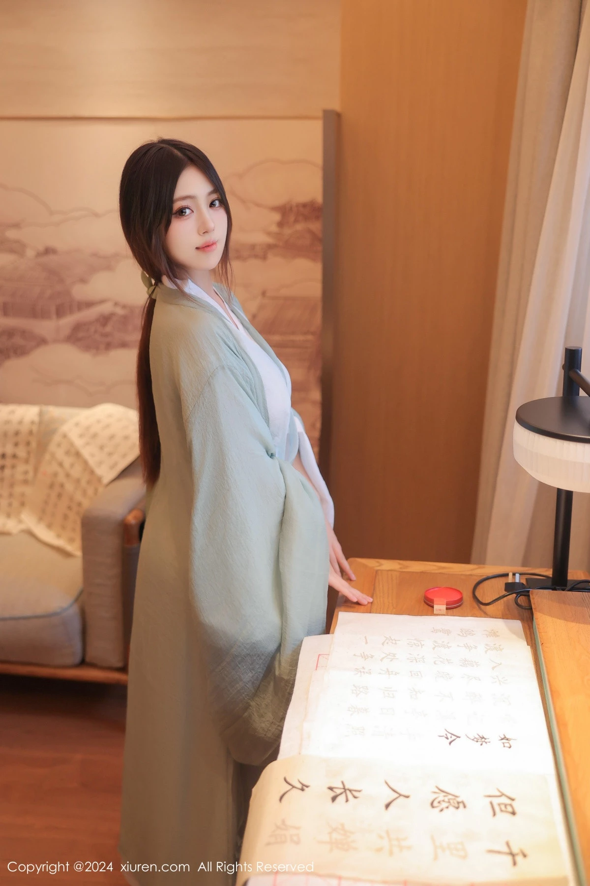 秀人集.com_[XiuRen秀人网]No.8937_模特蛋蛋宝私房性感绿色古装服饰配超薄肉丝秀丰腴身姿诱惑写真83P