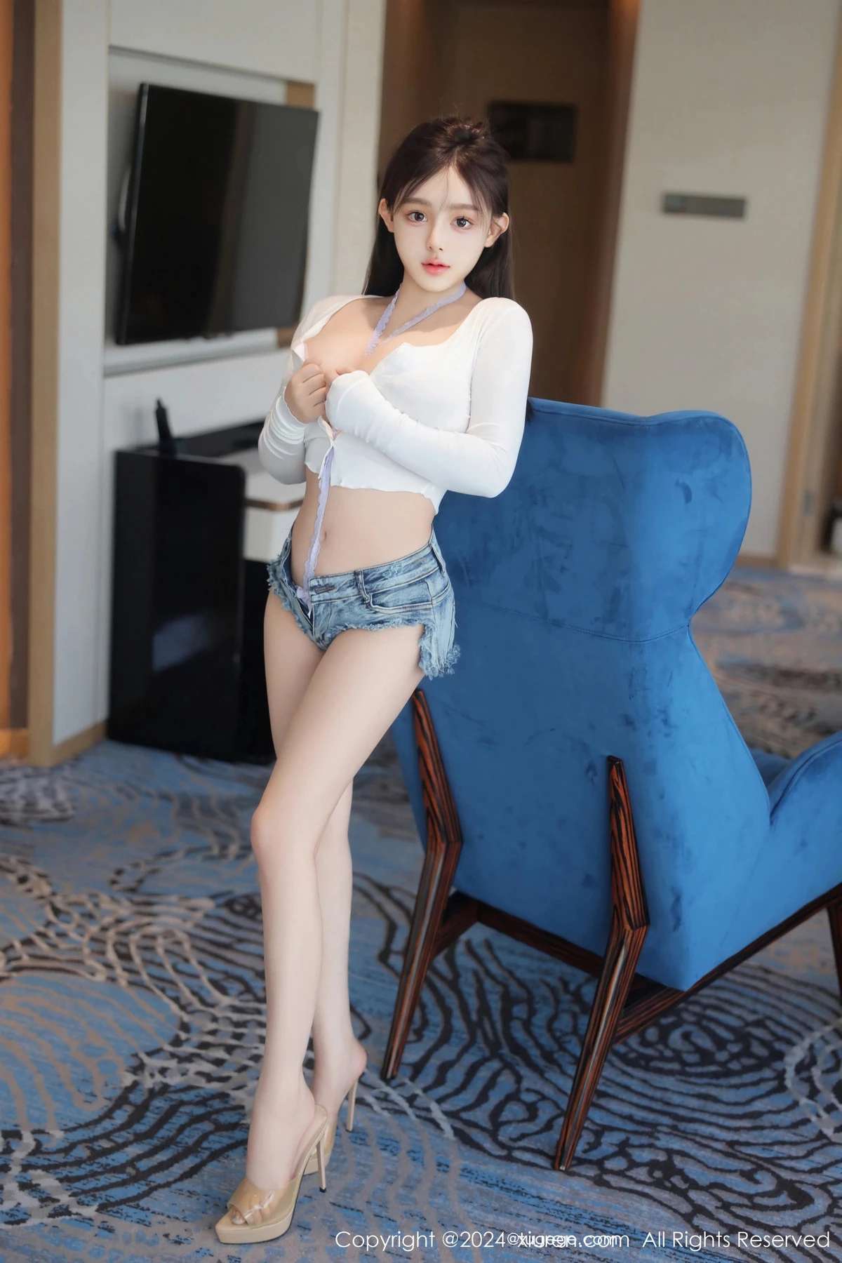 秀人集.com_[XiuRen秀人网]No.8958_模特娜娜子yy私房性感白T配超短牛仔裤秀丰乳肥臀惹火诱惑写真78P